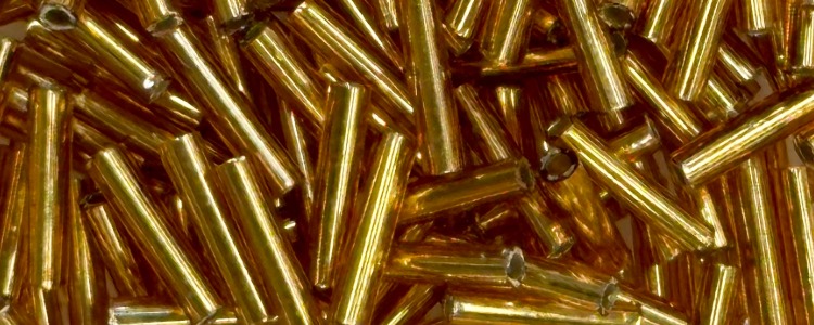 (image for) TOHO Size 3 Bugle Bead. 9mm Length-Dark Topaz Silver Lined. 100 Gram Bag